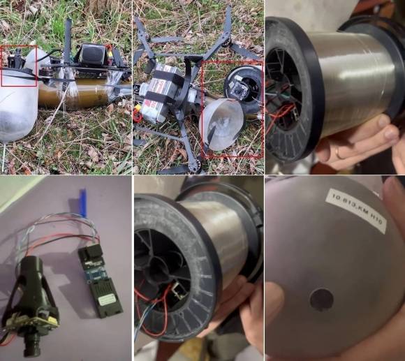 러시아군이 사용하는 광케이블 드론. @HartreeFock