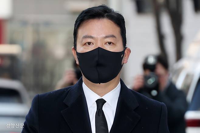 고위공직자범죄수사처의 윤석열 대통령에 대한 체포영장 집행을 방해한 혐의를 받는 김성훈 대통령경호처 차장이 지난 1월 경찰 국가수사본부 특별수사단(특수단)에 출석하고 있다. 서성일 선임기자