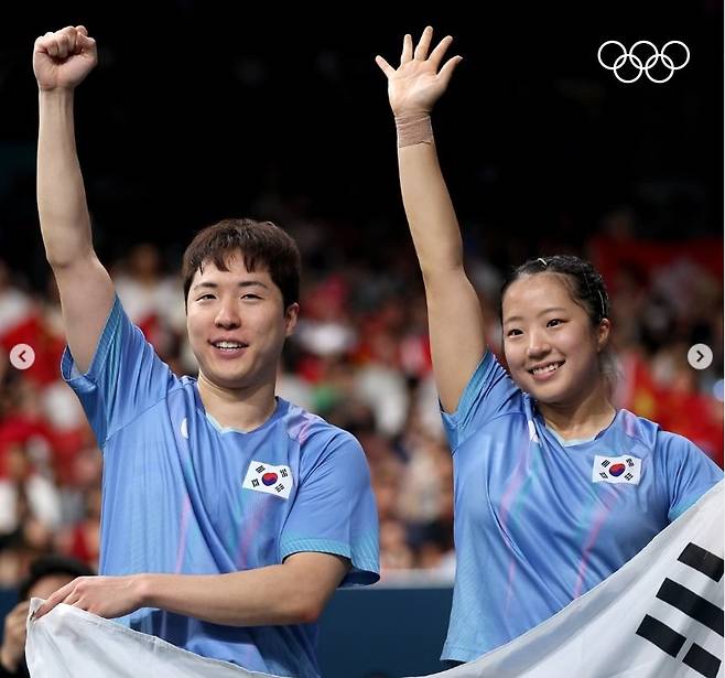 신유빈(오른쪽)은 지난해 8월 2024파리올림픽 혼합복식에서 임종훈(왼쪽)과 동메달을 합작했지만, 아직 여자복식과 혼합복식 파트너를 정하지 못했다. 사진출처|IOC 홈페이지