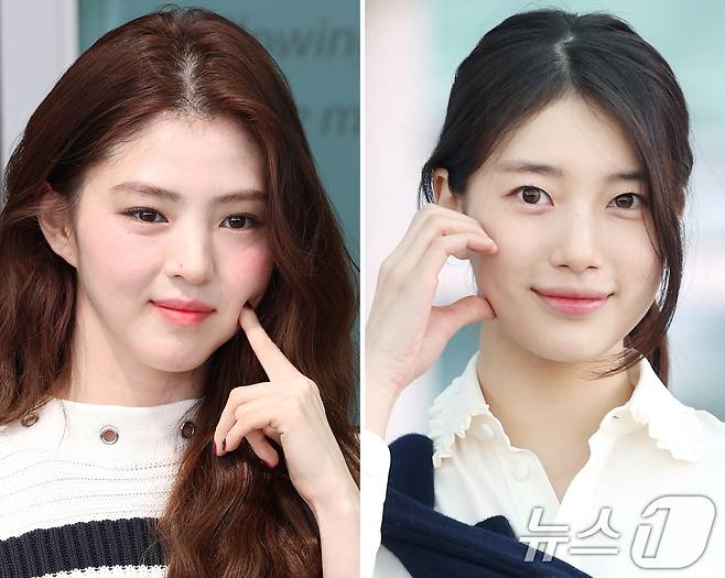 배우 한소희와 수지(오른쪽)가 봄 햇살 같은 미모를 선보였다. ⓒ News1 권현진 기자