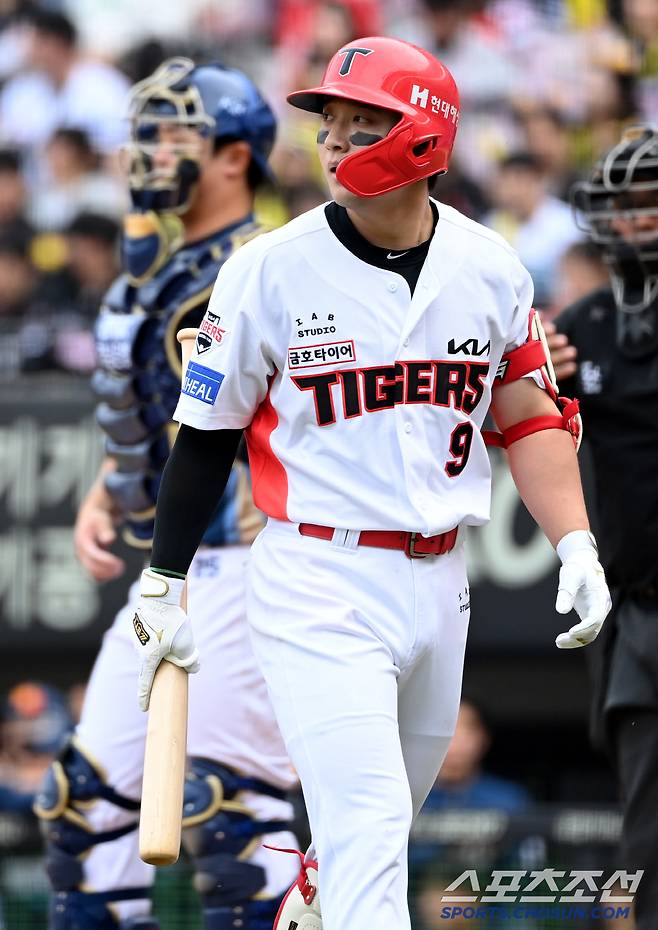 23일 광주KIA챔피언스필드에서 열린 NC와 KIA의 경기, 5회말 KIA 윤도현이 NC 라일리에 삼진으로 물러나고 있다. 광주=허상욱 기자wook@sportschosun.com/2025.03.23/