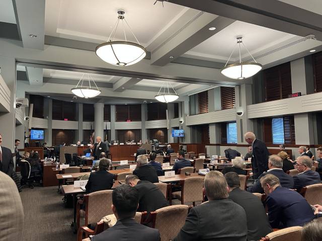 24일(현지 시간) 미국 워싱턴 국제무역위원회 건물에서 미 무역대표부(USTR)가 주최한 공청회가 열리고 있다./이태규 워싱턴 특파원