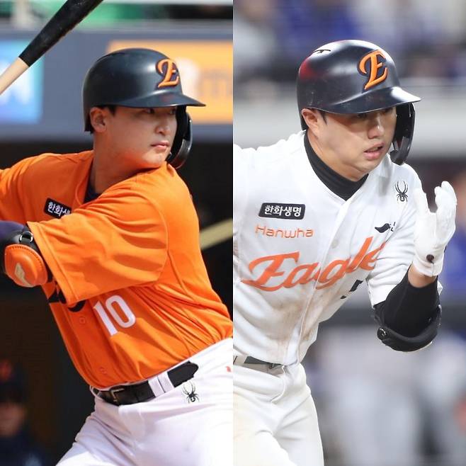한화 이진영(왼쪽)과 이원석. /사진=한화 이글스 제공