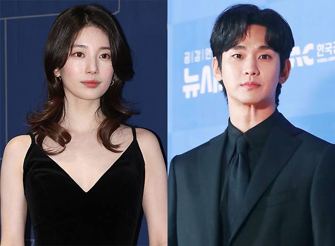 가수 겸 배우 수지(사진 왼쪽)가 배우 김수현(사진 오른쪽)의 부탁을 받고 영화 '리얼'에 카메오로 출연한 뒤 했던 발언이 재조명 되고 있다. /사진=뉴스1, 머니투데이 DB
