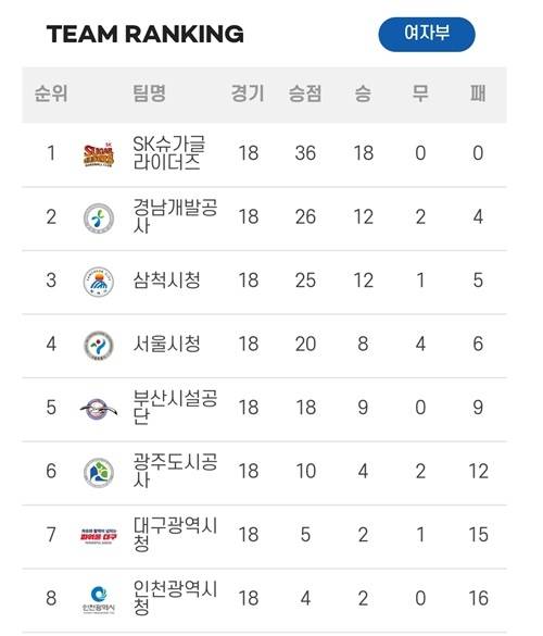 사진 신한 SOL페이 24-25 핸드볼 H리그 여자부 3라운드 현재 순위, 사진 제공=한국핸드볼연맹