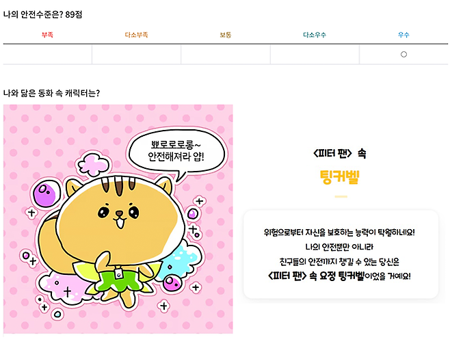 나의 안전지수 카테고리에서는 안전 수칙 상식을 점검할 수 있다. (출처: 국민안전교육플랫폼)