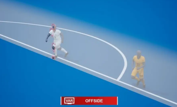 반자동 오프사이드 판독 기술. 영국 'BBC' 캡처