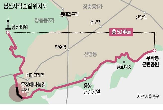 남산자락숲길 위치도. /사진=한경DB