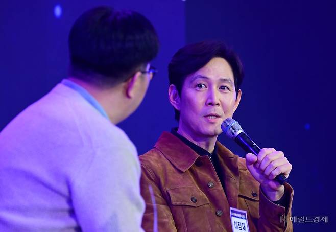 9일 대전 카이스트(KAIST) 류근철 스포츠컴플렉스에서 헤럴드미디어그룹 주최로 열린 ‘이노베이트 코리아 2025’에서 이정재 아티스트컴퍼니 이사가 발언을 하고 있다. 대전=이상섭 기자.