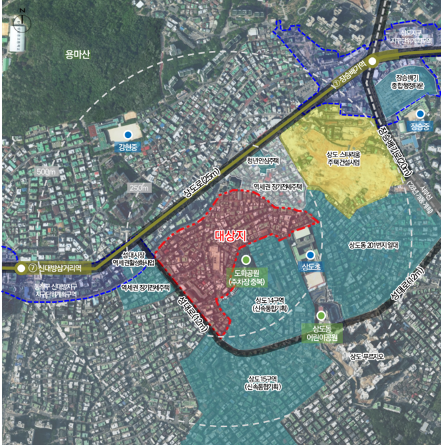 서울 동작구 상도동 242번지 일대 모아타운 구역 위치도. 동작구청 제공