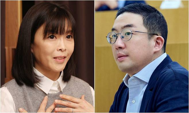 구연경 LG복지재단 대표(왼쪽)와 구광모 LG그룹 회장. 김혜윤 기자, 한겨레 자료사진.