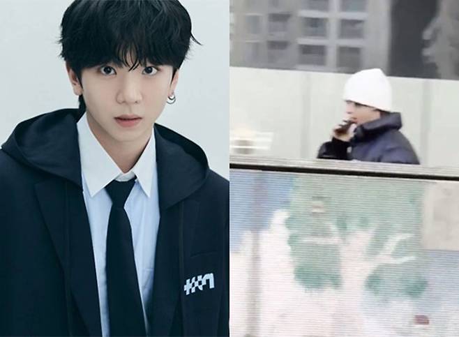 JTBC 오디션 프로그램 '프로젝트 7' 출신 미성년자 연습생 김정민이 길거리 전자담배 흡연 논란에 휩싸였다. /사진=JTBC '프로젝트 7', 온라인 커뮤니티