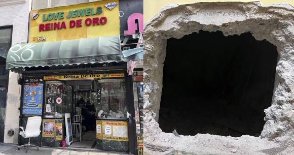 피해 보석매장과 도둑들이 파놓은 터널. AP 연합뉴스