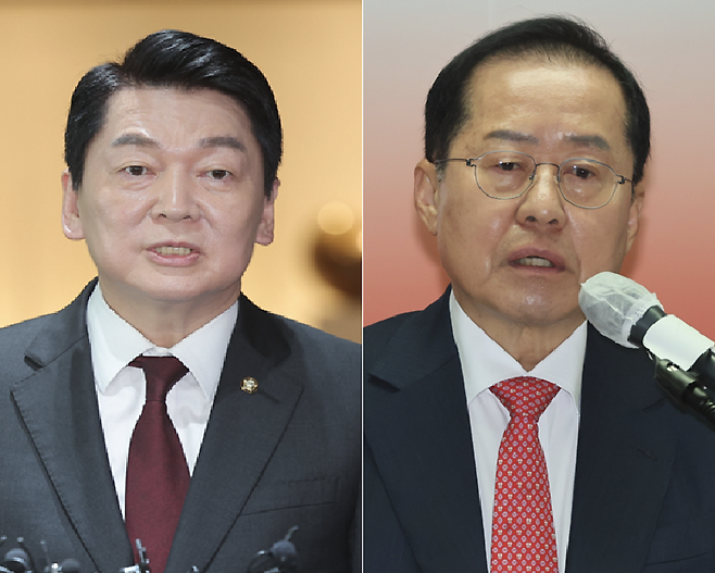 (왼쪽부터) 국민의힘 대선 경선 주자인 안철수 후보와 홍준표 후보 / 사진=연합뉴스