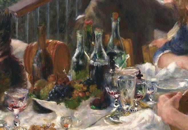 오귀스트 르누아르, 보트 파티에서의 점심 식사(일부 확대), 1880~1881, 캔버스에 유채, 130.2x175.6cm, 필립스 컬렉션