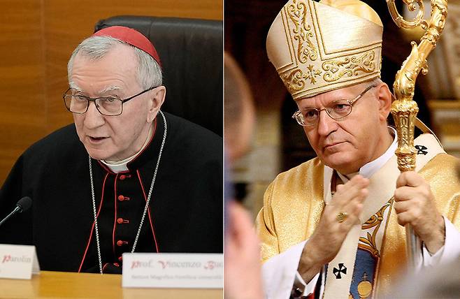 (왼쪽부터) 피에트로 파롤린 추기경, 페테르 에르되 추기경