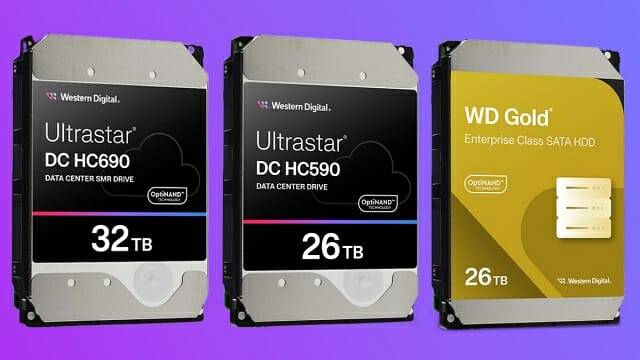 웨스턴디지털이 시장에 공급중인 26TB 이상 고용량 HDD 3종. (사진=웨스턴디지털)