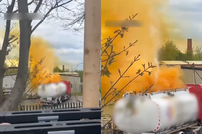 23일(현지 시각) 영국에서 발생한 화학물질 누출 사고. 사진=Kieran Melling/맨체스터 이브닝 뉴스 틱톡 캡처