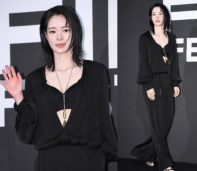 임지연이 고급스러운 블랙 점프슈트로 ‘마리끌레르 영화제’ 포토월을 빛냈다. 사진=천정환 기자