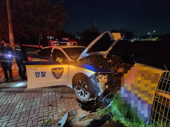 사고 순찰차 모습. 김포소방서 제공