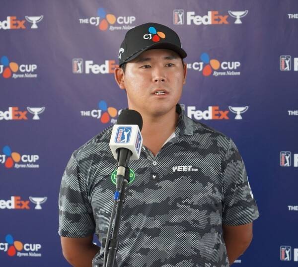 2025년 미국프로골프(PGA) 투어 더 CJ컵 바이런 넬슨 대회에 출전한 김시우 프로가 1라운드 경기 후 인터뷰하는 모습이다. 사진제공=CJ그룹