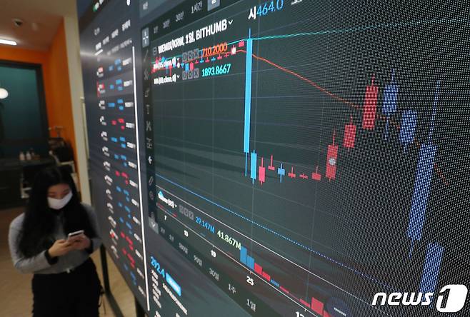 8일 오전 서울 서초구 빗썸 고객지원센터에 위믹스 시세가 표시되고 있다. 2022.12.8/뉴스1 ⓒ News1 박세연 기자
