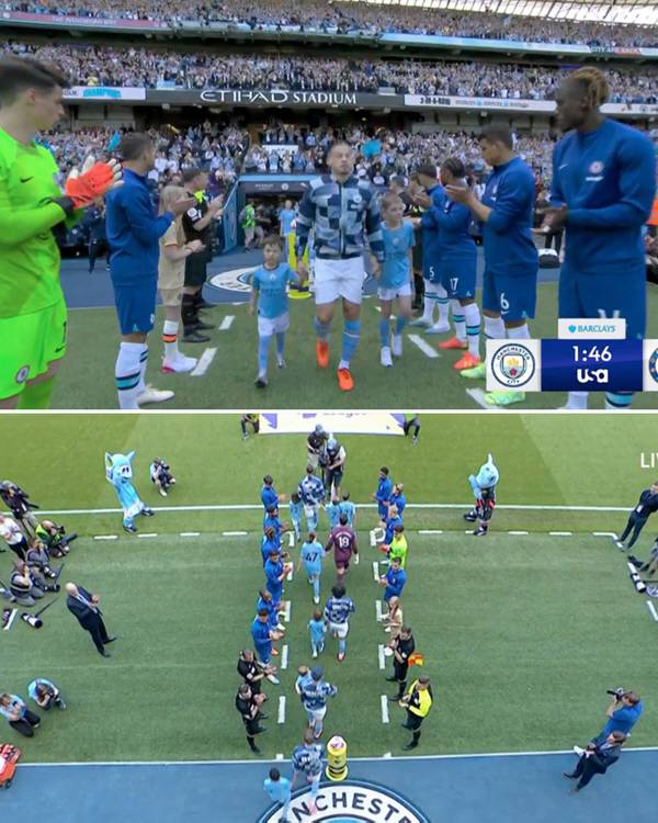 2023년 맨시티의 우승을 축하해주는 첼시 선수들. 출처=ESPN