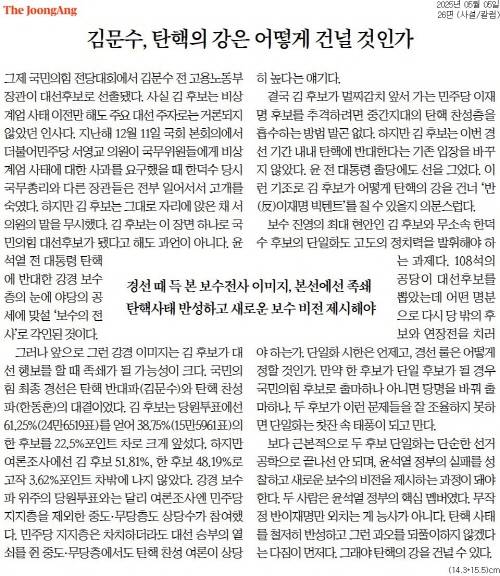 ▲ 5일자 중앙일보 사설.