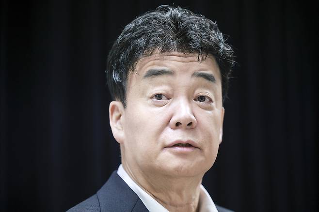 지난 3월 더본코리아 주주총회에 참석한 백종원 대표. 뉴시스