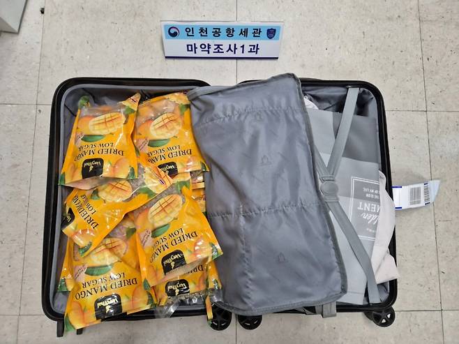 건망고 봉지에 감춘 대마초/사진제공=인천공항본부세관