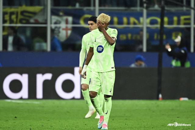 실망하는 바르셀로나 공격수 라민 야말. /AFPBBNews=뉴스1