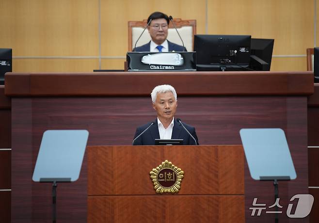 염영선 전북자치도의원이 임시회에서 5분 발언을 하고 있다.(의회제공. 재판매 및 DB금지)2025.5.8/뉴스1