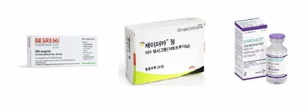 베스레미, 제이퍼카, 다잘렉스/사진=파마에센시아, 한국릴리, 한국얀센 제공