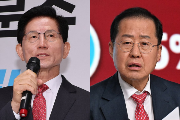 (왼쪽부터) 김문수 국민의힘 대선 후보, 홍준표 전 대구시장. 연합뉴스