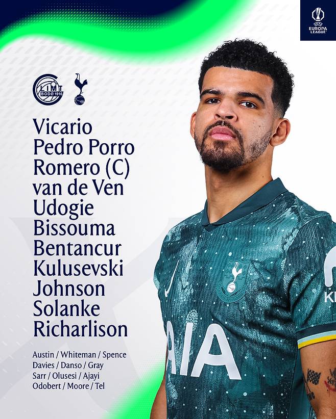 토트넘 선발 라인업. 토트넘 SNS