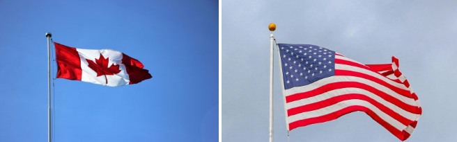 캐나다 국기, 미국 국기 / 사진=PEXELS