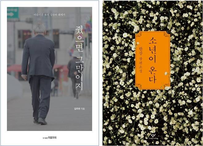 김주완의 '줬으면 그만이지'(왼쪽)과 한강의 '소년이 온다' (교보문고 제공)