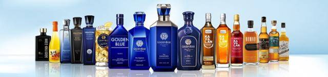 골든블루가 생산하거나 수입해서 판매하고 있는 위스키 등 다양한 종류의 주류. 골든블루 제공