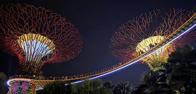 매립지를 공원으로 조성한 가든 바이 더 베이에 세워놓은 슈퍼트리.