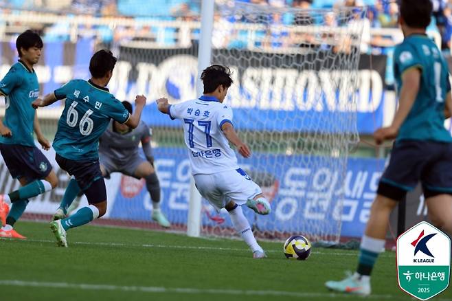 인천 박승호의 안산전 득점 장면. 사진=프로축구연맹