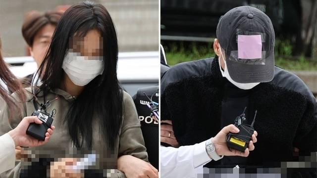 손흥민을 협박해 돈을 뜯어내려 한 양 모(왼쪽)씨와 윤모 씨가 17일 오후 구속 전 피의자 심문을 받기 위해 서울중앙지법으로 들어서고 있다. 연합뉴스