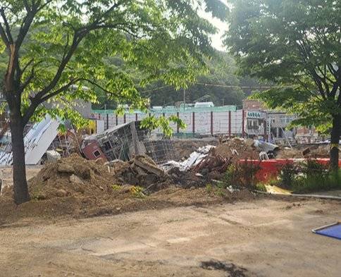 5월 9일 경기 광명시 일직동 신안산선 공사장 붕괴 사고 현장. 박세준 기자
