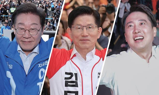 이재명 더불어민주당·김문수 국민의힘·이준석 개혁신당 대통령 후보(왼쪽 사진부터) ⓒ연합뉴스·시사저널 임준선