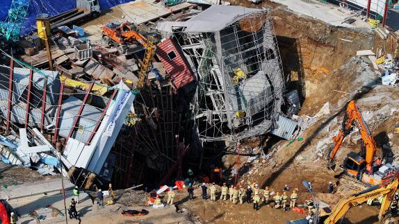경기도 광명시 신안산선 공사 붕괴사고 현장.(사진=연합뉴스)