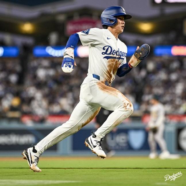 빼어난 주루 능력을 보여주고 있는 김혜성. /사진=LA 다저스 공식 SNS