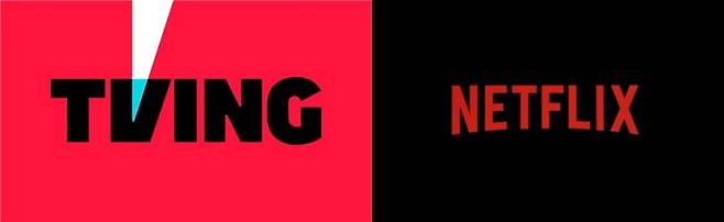 티빙과 넷플릭스 로고.