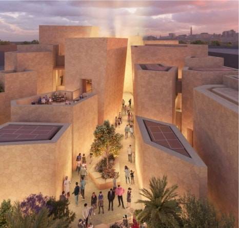 차기 엑스포 개최지인 사우디의 오사카 간사이엑스포 전시관은 엄청난 규모를 자랑한다.