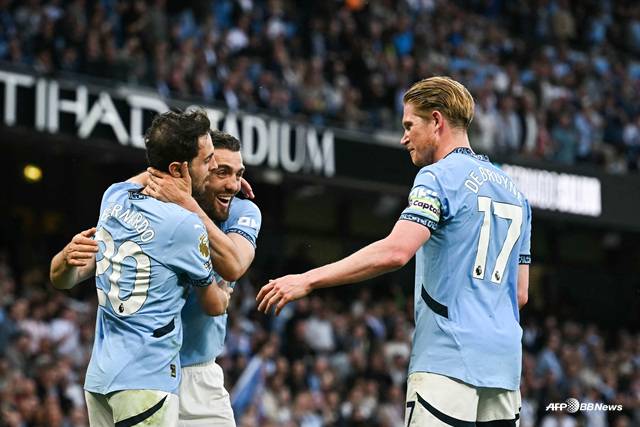 맨시티의 골 세리머니. /AFPBBNews=뉴스1
