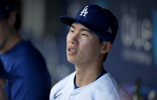 LA다저스 김혜성이 두 경기 만에 선발 라인업에서 빠졌다. 사진은 LA다저스에서 활약 중인 김혜성의 모습. /사진=로이터