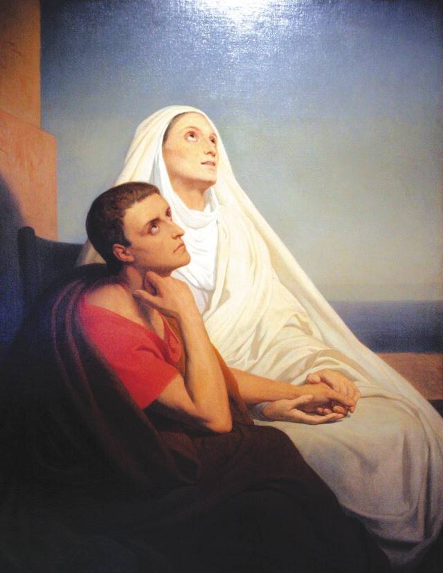 아우구스티누스는 ‘고백록’에 자신의 삶과 신앙에 큰 영향을 끼친 어머니 모니카에 대한 기록을 여럿 남겼습니다. 모니카는 독실한 기독교인으로 회심 이전 방탕한 삶을 살았던 아들을 위해 눈물로 기도했다고 전해집니다. 그림은 네덜란드 화가 아리 쉐퍼가 그린 ‘성 아우구스티누스와 그의 어머니 모니카’. 위키피디아